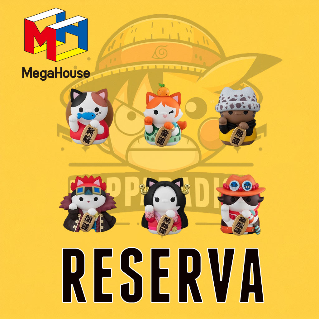 Megahouse! One Piece Mega Cat Project Figuras NyanPieceNyan! Beckoning cat Lucky Cat Pirates 7 cm Surtido Expositor (6)
