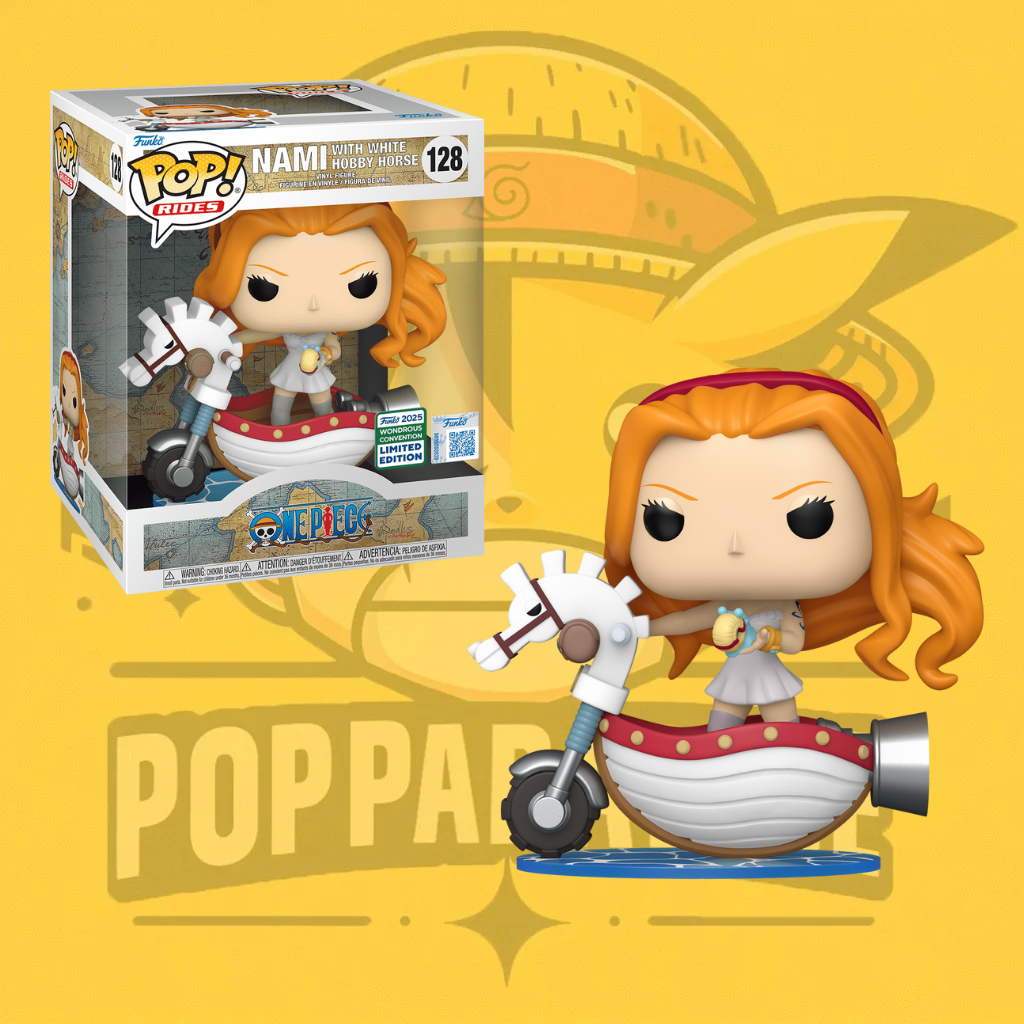 Funko Pop! One Piece - Nami with white hobby horse 128 (2025 Wondrous Convention) (Caja Dañada)